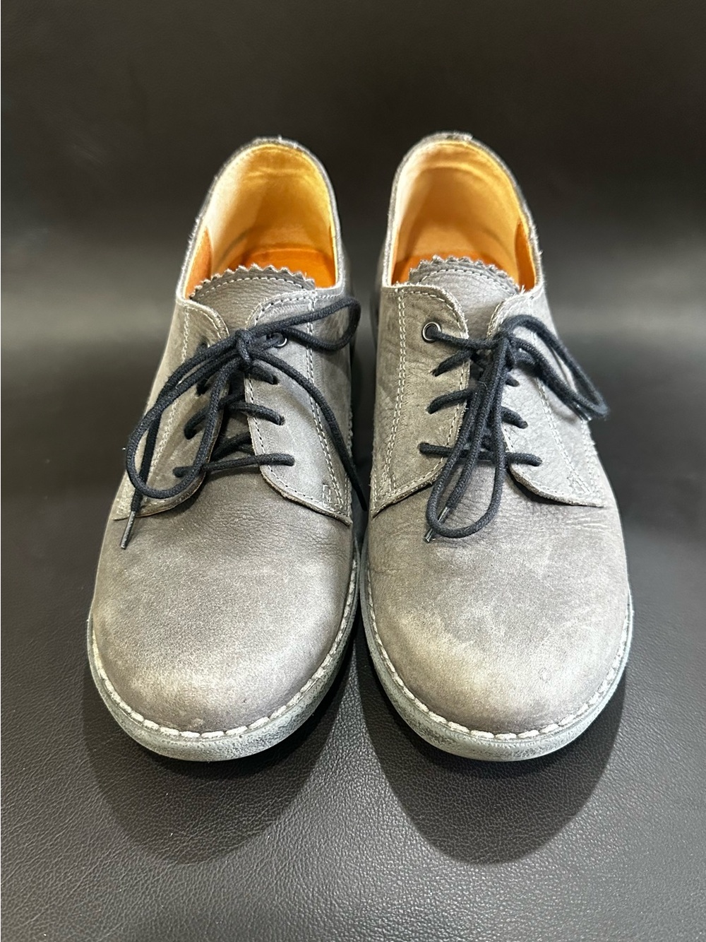 Jungla Gray Leather Lace-Up Oxford Block Heel Shoes Women’s Size 7.5 / EU 38 - Picture 7 of 10